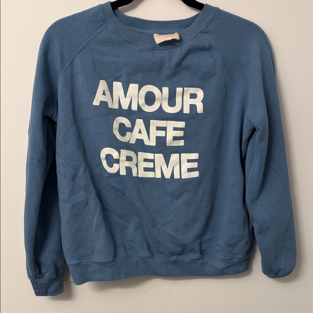 Sezane Blue Amour Cafe Creme Sweater xs